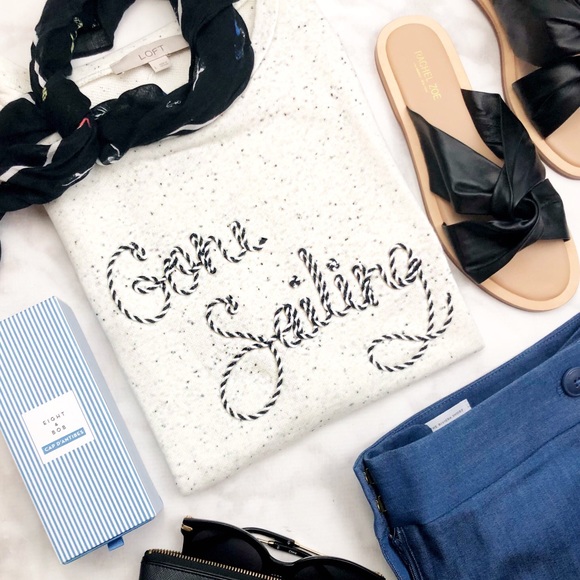 LOFT Tops - Speckled ‘Gone Sailing’ Short Sleeved Sweatshirt